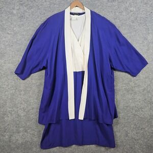 David Rose Women's 2-Pc Dress & Robe/Jacket Set Size 26 Purple White Vintage